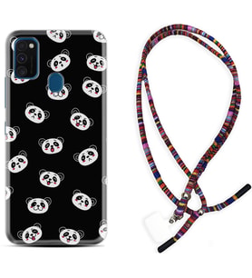 Samsung M21 M22 M23 M30 M31S M32 Kılıf Boyun Asklı Rasta Silikon Panda Suratları 1773