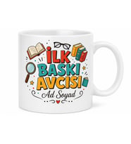 İlk Baskı Avcısı Yazılı Komik Kupa Bardak Kitap Kurdu Hediye