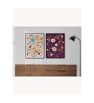 Tablo  Ahşap Çerçeveli Tablo 2'li Set  Soyut, Modern, Bitki ve Çiçek Temalı Tablo Dijital Baskılı (Karışık)