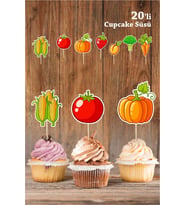 Çiftlik Temalı Sebze&Meyve Cupcake Kürdan Süsü ** Kalın Kağıt