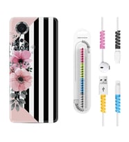 Huawei Nova Y70 Y90 Nova 9 SE  Kılıf Kablo Koruma Spiral Silikon Flowers 4 1390
