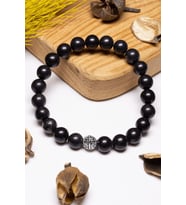 Sertifikalı Aaa+ Kalite Shungite - Şungit Taşı Bileklik - Gümüş Aparatlı (Çok Renkli)