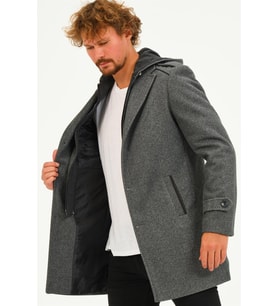 PLT8401 DEWBERRY ERKEK PALTO-KOYU GRİ