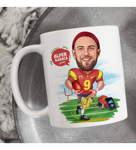 Kişiye Özel Amerikan Futbolcusu Erkek Karikatürlü Bardak