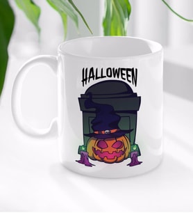 BK Gift Halloween Tasarımlı Beyaz Kupa Bardak-1