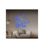 PEW PEW Yazılı ve Şekilli Neon Tabela