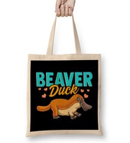 Beaver Duck Platypus Pun Cute Duck Billed Platypus Bez Çanta Uzun Saplı