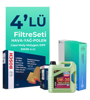 BOSCH Peugeot 307 1.6 Dizel Filtre Bakım Seti Liqui Moly Motor Yağlı (2001-2008) 4 Lü