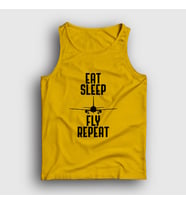 Presmono Unisex Sarı Eat Sleep Fly Repeat Pilot Airplane Uçak Atlet 398698tt (Sarı)