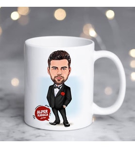 Kişiye Özel Karikatürlü Yakışıklı Erkek Kupa Bardak