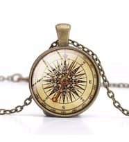 Pusula Kolye Şık Cam 3D Pusula Kolyesi Şık Aksesuar Steampunk Kolye