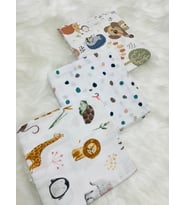 Eylülce Butik Çok Amaçlı Müslin Örtü & Battaniye 3'lü Set %100 Pamuk Oeko-teks Sertifikalı 80x80 Cm (Pamuk Beyaz)