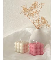 Modern Bubble Küp Mum beyaz-Pembe Dekoratif Mum 2 adet