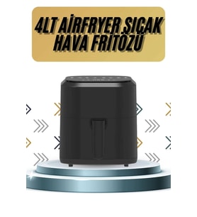4L Airfryer Hazneli Hava Fritözü Yağsız Fritöz Taşınabilir Fırın İşlevi Gören Pratik