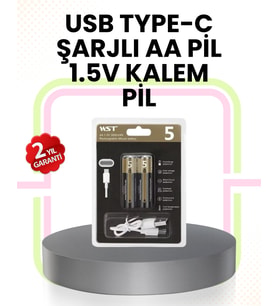 Tekrar Şarj Edilebilir AA USB Type-C Pil 1000+ Döngü 1.5V Sabit Voltaj