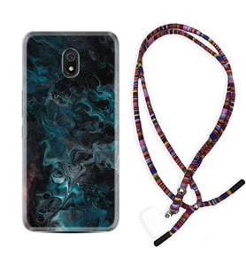 Xiaomi Redmi 8A 8 Pro 9C 9T 10C 11T Pro Kılıf Boyun Asklı Rasta Silikon Colorful Abstract 1384