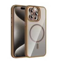Apple iPhone 15 Pro Uyumlu Kılıf Standlı ve Kamera Lens Hediyeli M-Safe Şarj Özellikli Zore Etro Kapak (Gümüş)