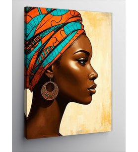 Kanvas Tablo Afrika Esintisi (Renkli Başörtülü Kadın)