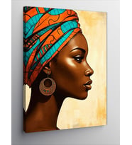 Kanvas Tablo Afrika Esintisi (Renkli Başörtülü Kadın)