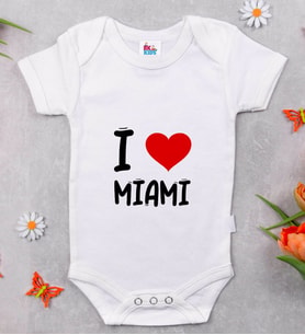 BK Kids I Love Miami Tasarımlı Bebek Body Zıbın - Model 1