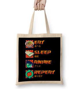 Eat Sleep Anime Repeat Cute Anime Obsessed Bez Çanta Uzun Saplı