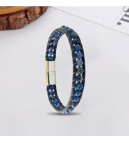 Erkek Doğaltaş Bileklik - 6Mm Doğal Lapis Taşı Deri Kordon Ve Çelik Bileklik