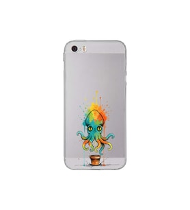 Iphone 5 ile uyumlu Splash ahtapot tasarımlı şeffaf silikon kılıf