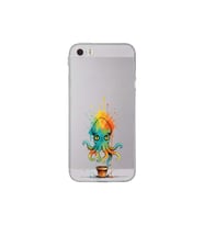 Iphone 5 ile uyumlu Splash ahtapot tasarımlı şeffaf silikon kılıf