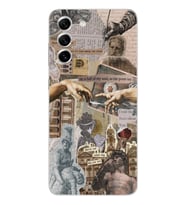 Samsung Galaxy S22 Uyumlu Aesthetic Sanatsal Kolaj Tasarımlı Şeffaf Telefon Kılıfı