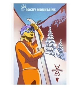 Retro Kayak Poster Rocky Dağları'nda Kayak Tablo Ahşap Poster Dekoratif
