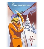 Retro Kayak Poster Rocky Dağları'nda Kayak Tablo Ahşap Poster Dekoratif