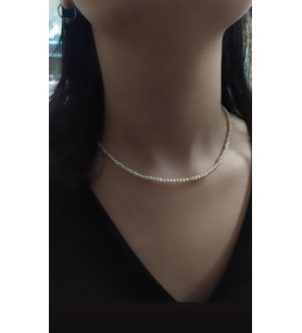 Gümüş kilitli doğal 3mm kum incisi kolye GL76f239