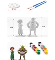GUEN Gerçek Aşk: Shrek & Fiona 3D Figür Boyama Seti (2 Figür, 12 Boya, 2 Fırça, 2 Palet, 1 Örnek Boyama Fotoğrafı)