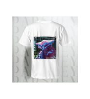 Robot Arka Desenli Bisiklet Yaka Yarım Kollu Beyaz Unisex Oversize T-shirt