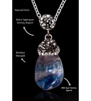 Sertifikalı Zirkon Taşlı Model Ham Renkli Florit Taşı Kolye (Çok Renkli)
