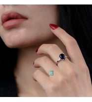 RevSilver Mavi Topaz Taşı Damla Minimal Tasarım 925 Ayar Gümüş Kadın Yüzüğü Yüzük Lüks Tasarım Free Size
