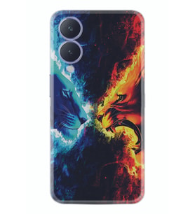 Vivo Y17s Kılıf Silikon Desen Özel Seri Red Blue Leon 1714