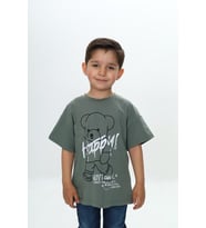 Toontoy Erkek Çocuk Ayıcık Baskılı Tişört (Yeşil)