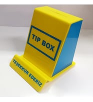 sarı-mavi tip box bahşiş kutusu