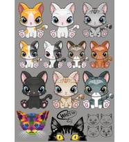 Kedi Sticker Set-3 15 Parça Telefon, Tablet, Defter, Laptop Sticker