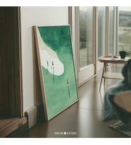 Minimalist Golf Duvar Sanatı, Golf Severlerin Ofisi veya Modern Ev Dekorasyonu İçin Sönük Yeşil Açık Hava Sporları Posteri
