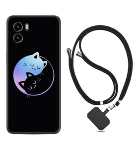 Vivo Y15S Y32 Y33S Y51 Y53S Kılıf Boyun Askılı Silikon Love Cats 1604