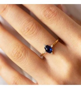 PARLEMENT BLUE TOPAZ TEK TAŞ EVLİLİK TEKLİF YÜZÜK AK1188