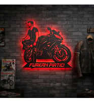 Kişiye veya Fotoğrafa Özel Led Işıklı Ahşap Hediyelik Motosiklet Tabloları, Dekor