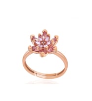 Gümüş Rose Pembe Taşlı Lotus Çiçeği Kadın Yüzük CSR2185102