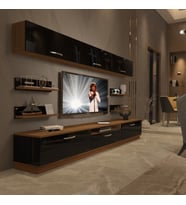 Decoraktiv Trendstyle 8Y Slm Tv Ünitesi Tv Sehpası - Ceviz Siyah (Siyah - Ceviz)