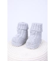 Babyhola Kız Erkek %100 Triko İlk Adım Patik 0-6 ay Yenidoğan Kutulu Hediyelik 8008-1 (Gri)