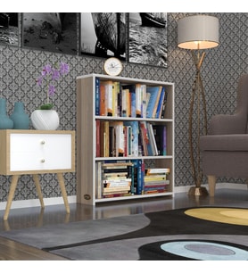 Kenzlife kitaplık süper ga 090*80*19 crd 3 katlı tek bölme ofis mutfak banyo dolabı arkalıksız (Karışık)
