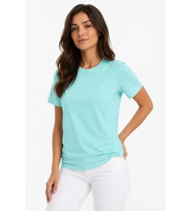 T-Shirt Bisiklet Yaka Slim Fit Likralı Tişört Günlük Basic Body - Turkuaz