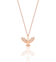 Gümüş rose zirkon taşlı anka kuşu kolye SGTL12680ROSE